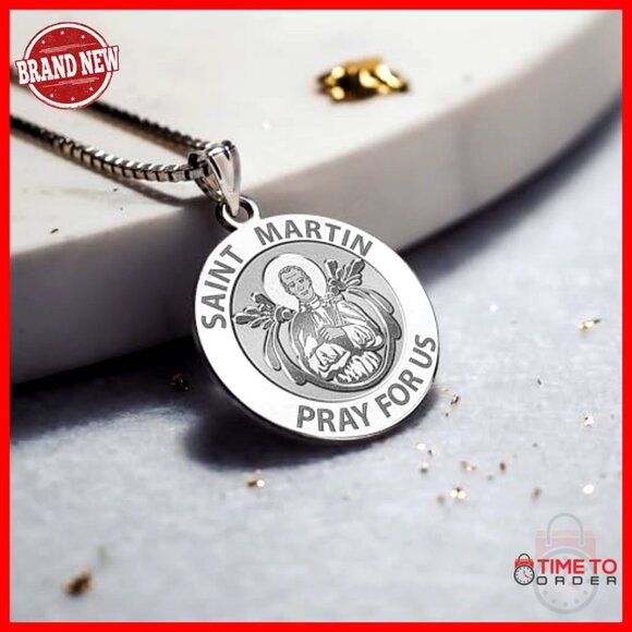 Sterling Silver Saint Martin De Porres Religious Medal Pendant Dime Size - Picture 3 of 7